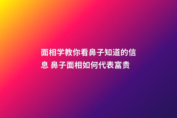 面相学教你看鼻子知道的信息 鼻子面相如何代表富贵
